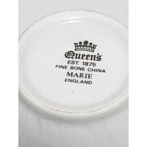 6pc Vintage Queen's England "Marie" Tea Cup White Swirl with Gold Trim- Ex Cond!